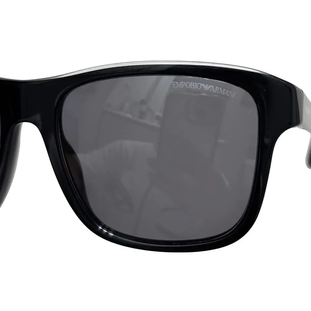 Emporio Armani Shiny Black Top Crystal Dark Gray Polarized Sunglasses EA 4208